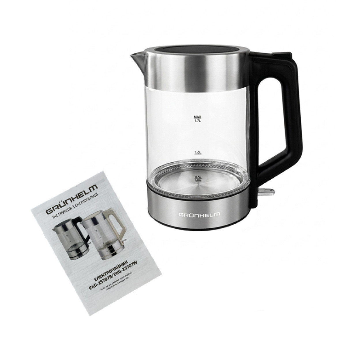 Електрочайник Скло - EKG-25707B чорний Grunhelm