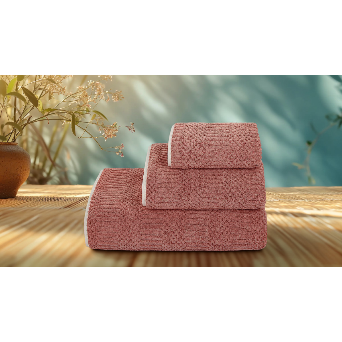 Полотенце VS-T317-7014 фактурное (70х140см) микрофибра, коралл Versailles