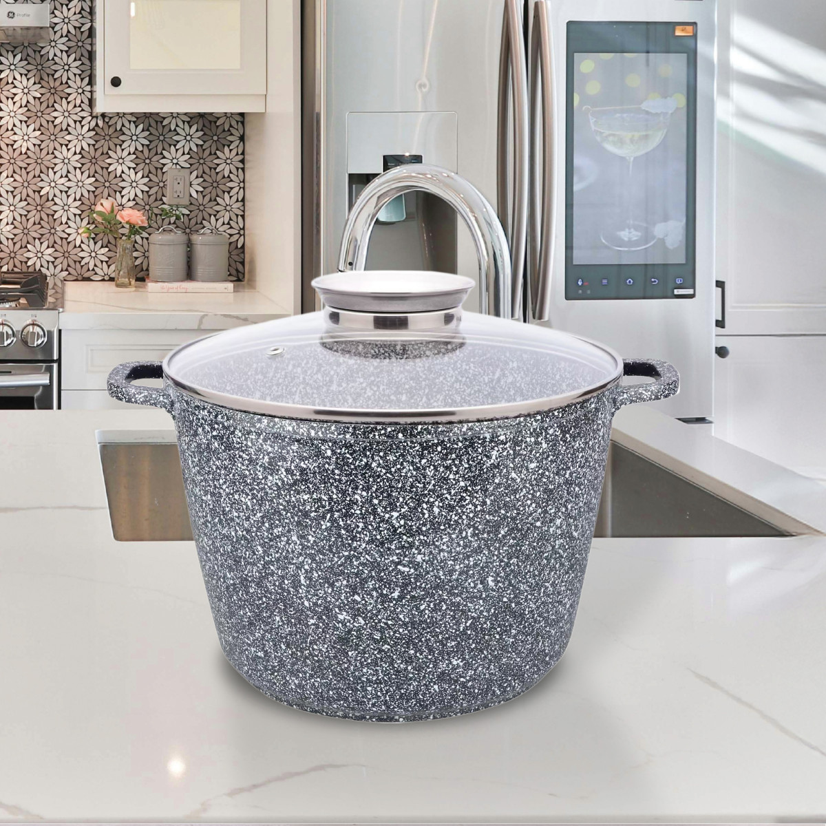 Каструля GT-2604-32/1 покриття CERAMIC SNOW (32x22cм) 14л Gusto