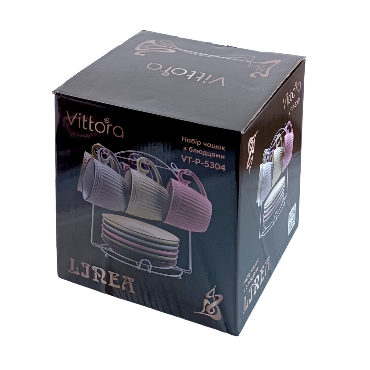 Набор Linea VT-P-5304 6 чашек с блюдцами на подставке Vittora