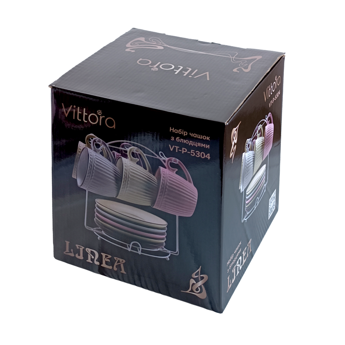 Набор Linea VT-P-5304 6 чашек с блюдцами на подставке Vittora