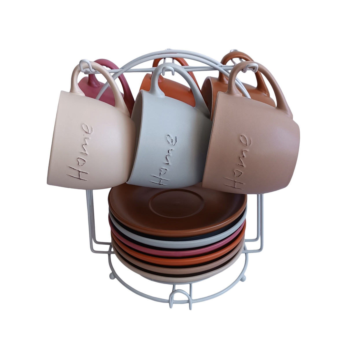 Набор Terra VT-P-5302 6 чашек с блюдцами на подставке Vittora