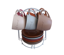 Набор Terra VT-P-5302 6 чашек с блюдцами на подставке Vittora