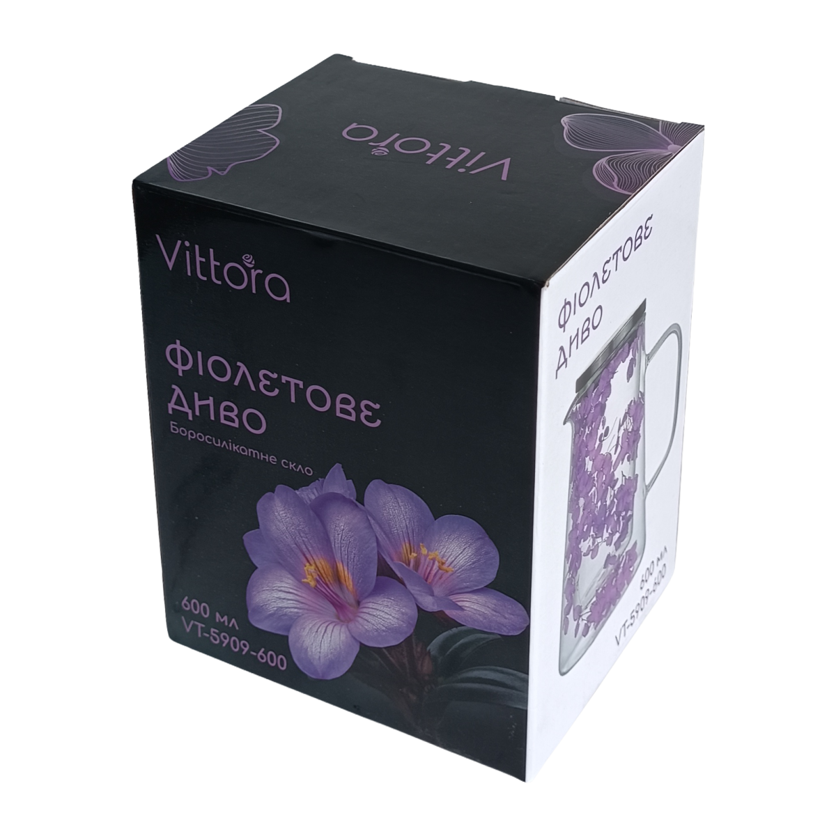 Глечик VT-5909-600 Фіолетове диво з подвійними стінками Vittora 0.6 л.