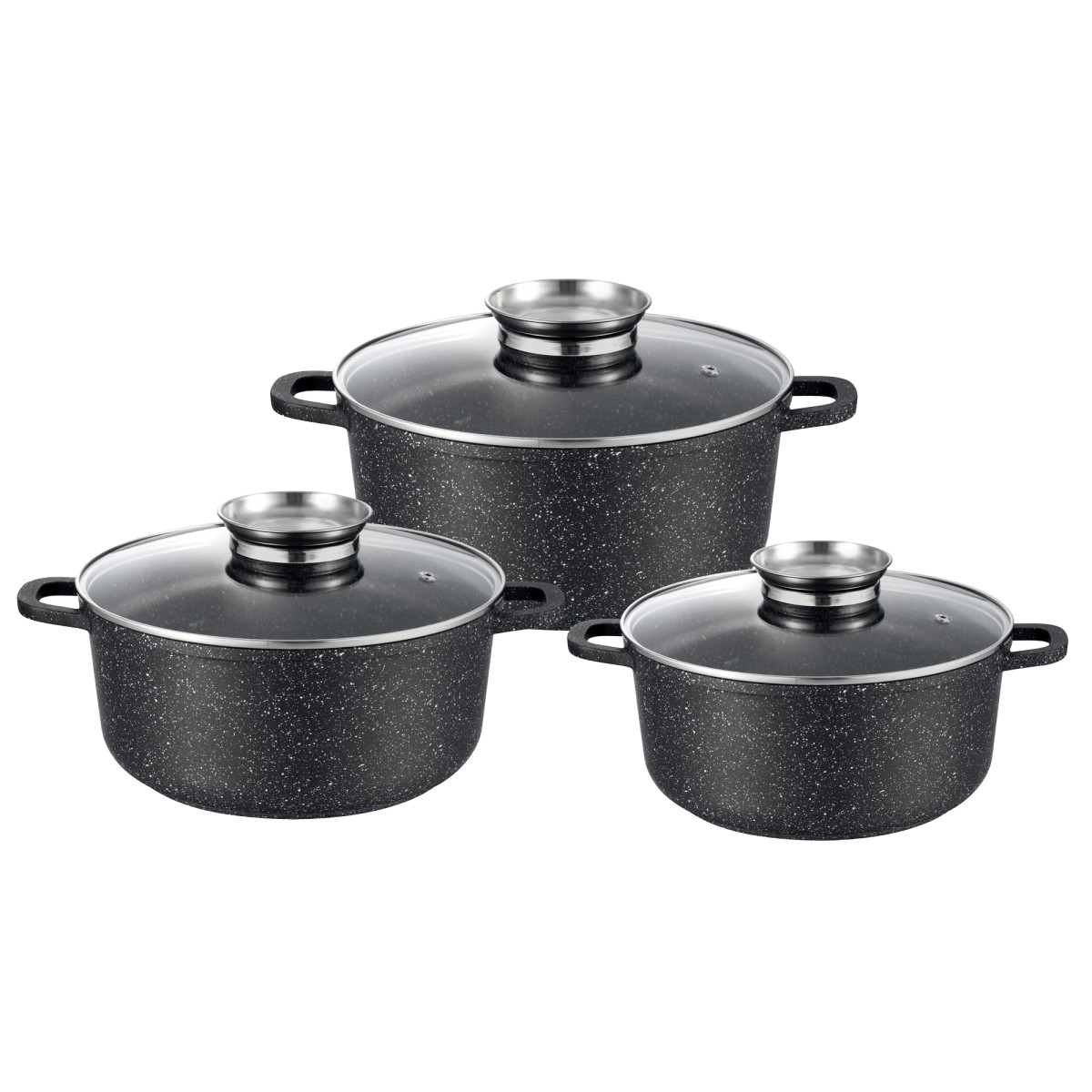 Набір каструль GT-2404-22/24/26 покриття MARBLE, 6пр. (3.2л/4.5л/5.5л) Gusto