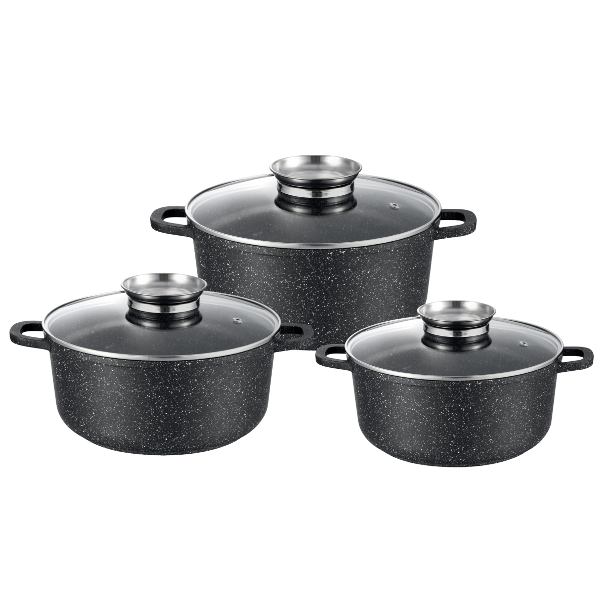 Набір каструль GT-2404-22/24/26 покриття MARBLE, 6пр. (3.2л/4.5л/5.5л) Gusto