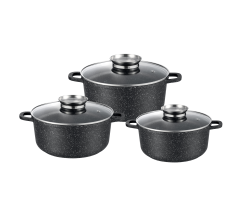 Набір каструль GT-2404-22/24/26 покриття MARBLE, 6пр. (3.2л/4.5л/5.5л) Gusto