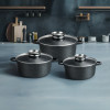Набір каструль GT-2404-22/24/26 покриття MARBLE, 6пр. (3.2л/4.5л/5.5л) Gusto