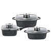 Набір квадратних каструль GT-2504-18/22/24 покриття MARBLE, 6пр. (2.0л/3.5л/4.4л) Gusto