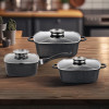Набір квадратних каструль GT-2504-18/22/24 покриття MARBLE, 6пр. (2.0л/3.5л/4.4л) Gusto