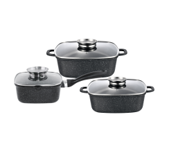 Набір квадратних каструль GT-2504-18/22/24 покриття MARBLE, 6пр. (2.0л/3.5л/4.4л) Gusto