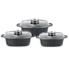 Набір квадратних каструль GT-2504-22/24/26 покриття MARBLE, 6пр. (3.5л/4.4л/5.4л) Gusto