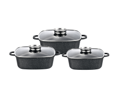 Набір квадратних каструль GT-2504-22/24/26 покриття MARBLE, 6пр. (3.5л/4.4л/5.4л) Gusto