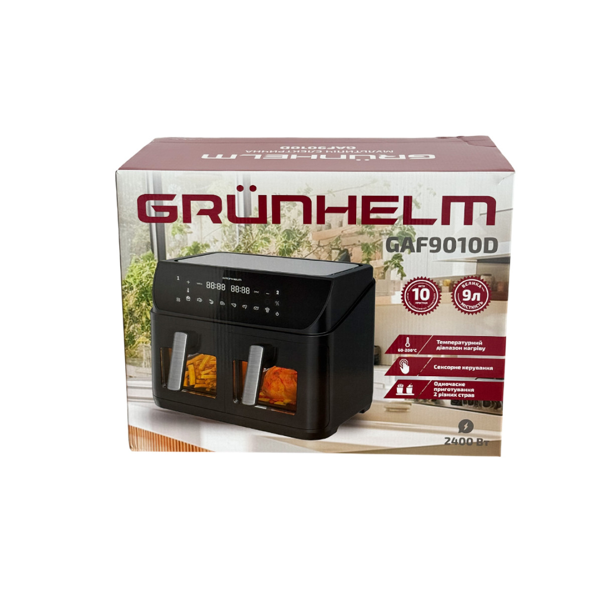 Мультипечь электрическая GAF9010D черный 9 л Grunhelm