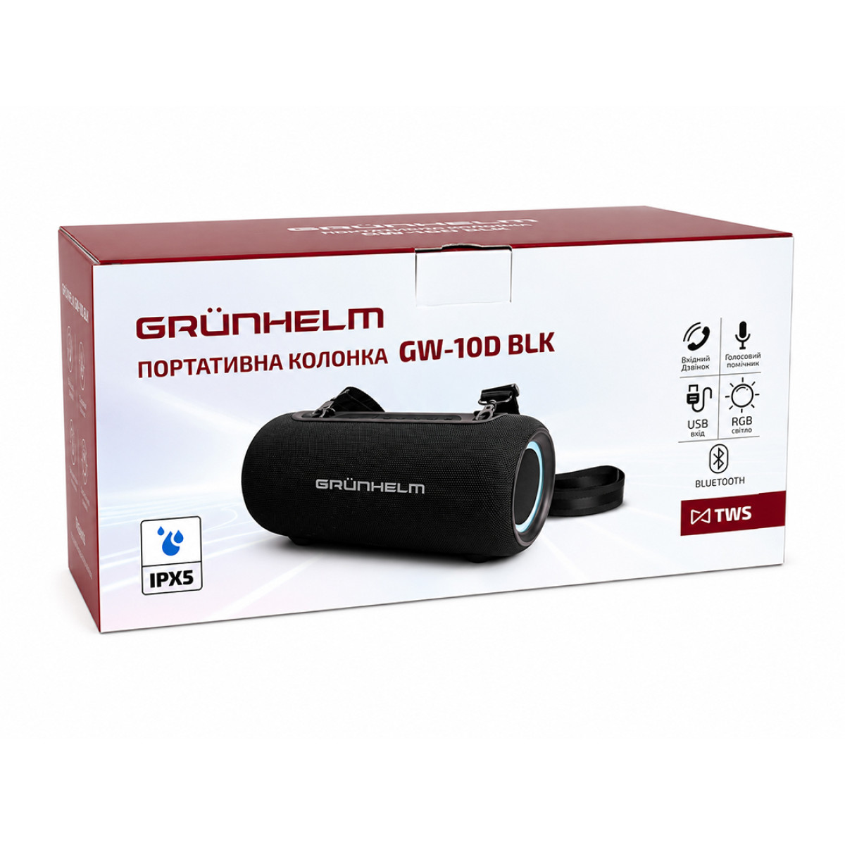 Портативна колонка GW-10D BLK чорний Grunhelm