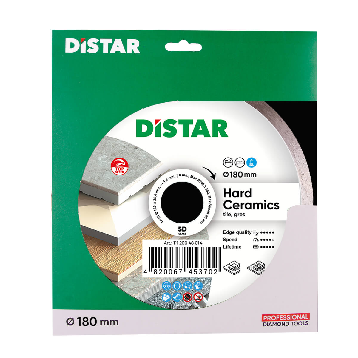 Круг алмазний відрізний Distar 1A1R Hard ceramics (180x1.4 / 1.0x8.5x25.4 мм)