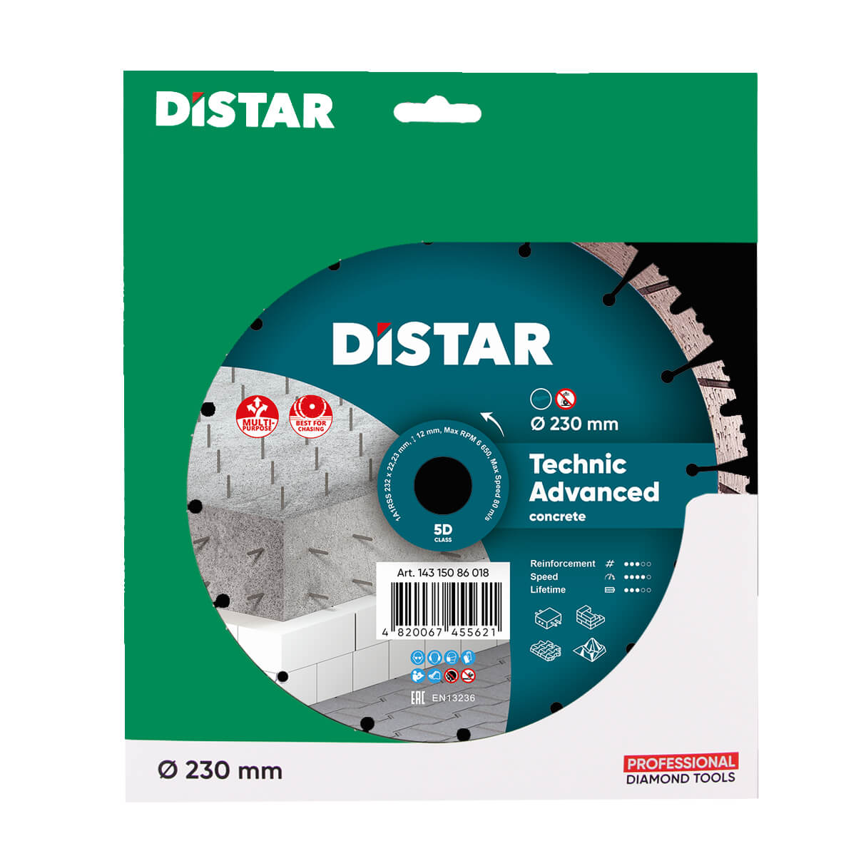 Круг алмазный отрезной Distar 1A1RSS/C3 Technic Advanced (232x2.6/1.8x12x22.23-16-HIT)