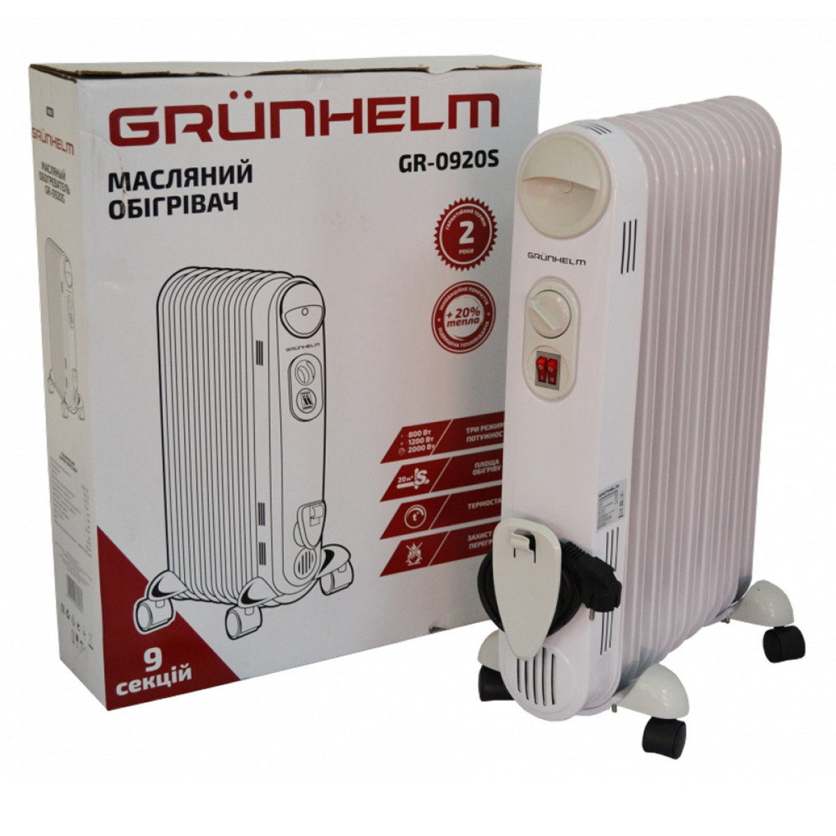Масляный обогреватель Grunhelm GR-0920S SLIM