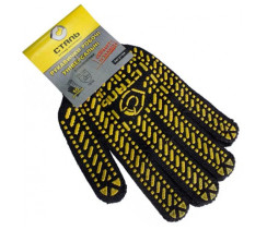 Перчатки трикотажные Сталь 21104 (черно-желтые с логотипом)