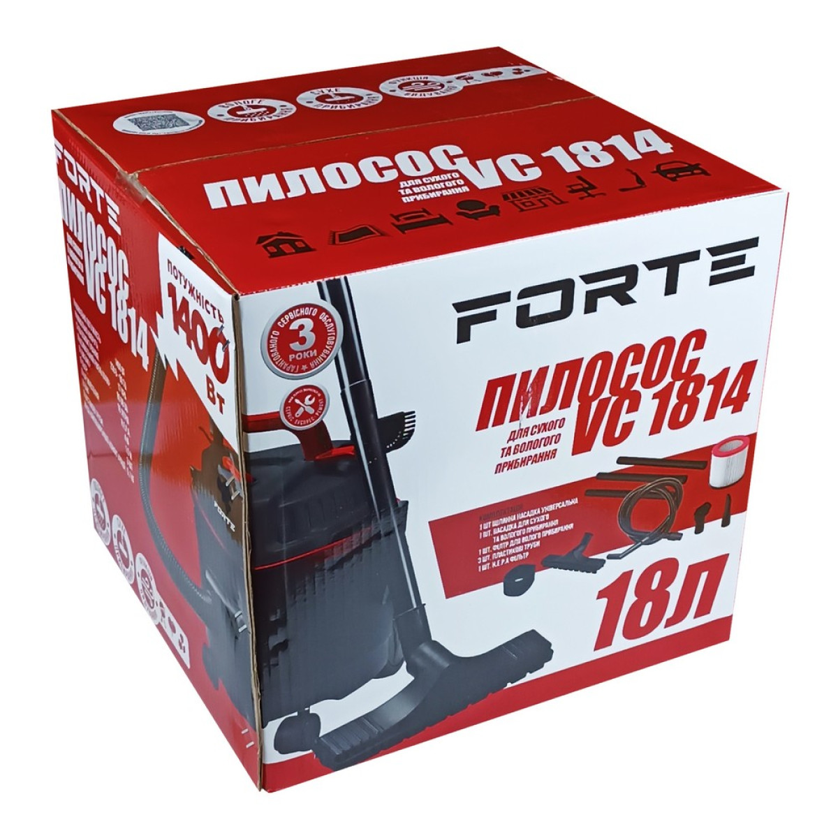 Пылесос для влажной и сухой уборки FORTE VC1814