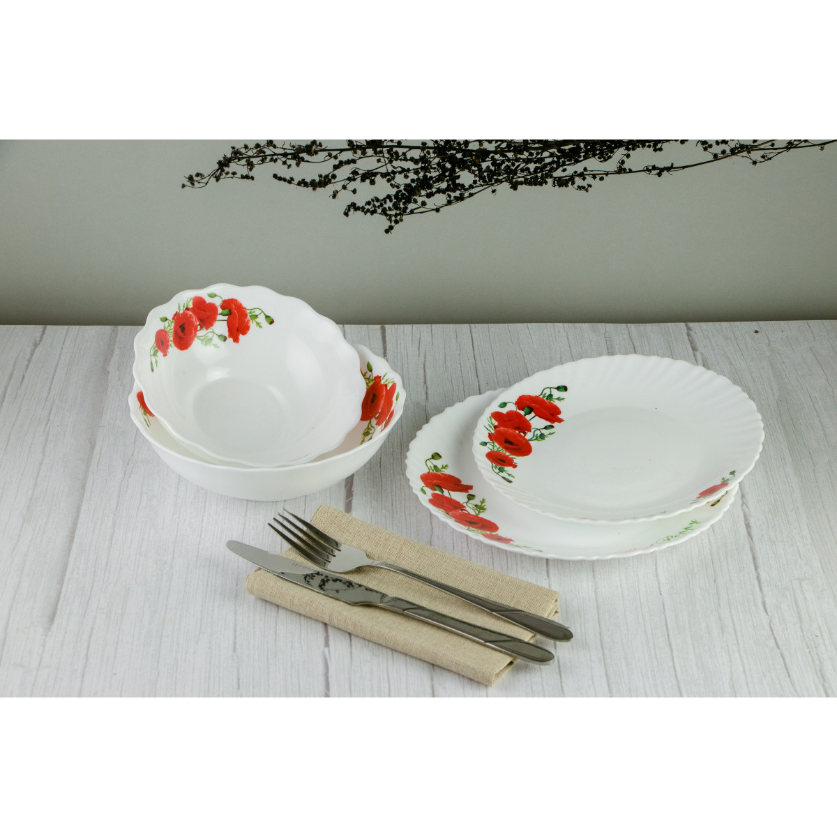 Тарелка десертная V-190P Красные маки Wave Vittora 190 мм