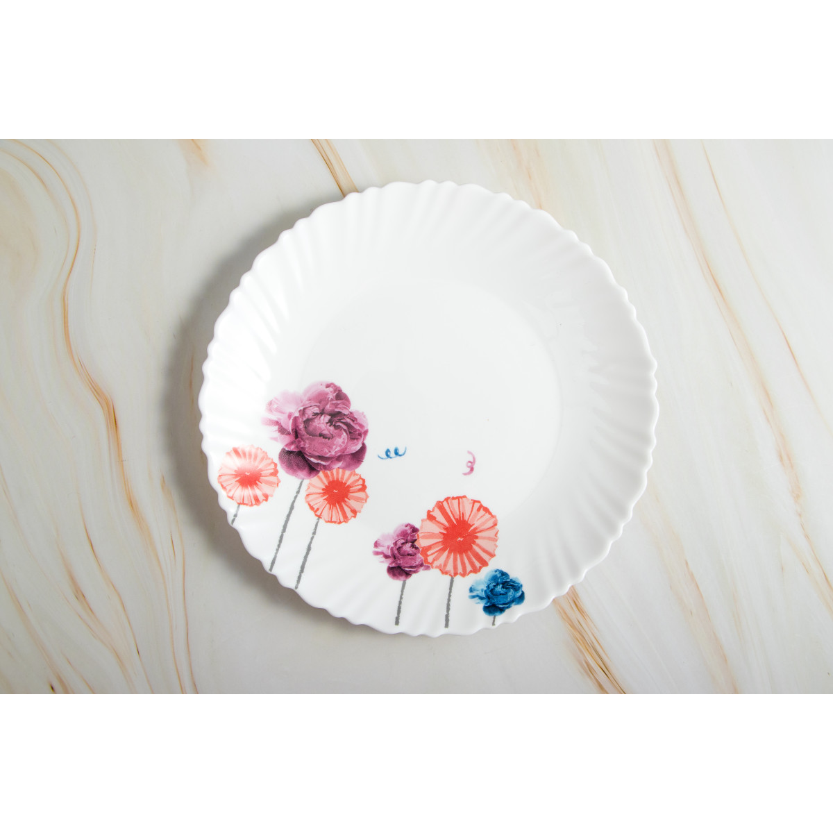 Тарелка обеденная V-220AF Акварельные цветы wave Vittora 220 мм