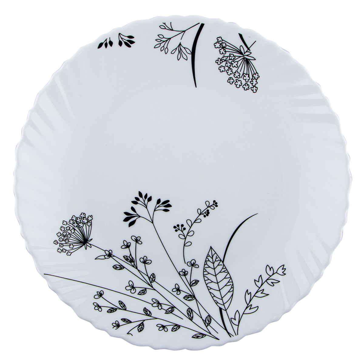 Тарелка обеденная V-220BW Черно-белое соцветие Wave Vittora 220 мм