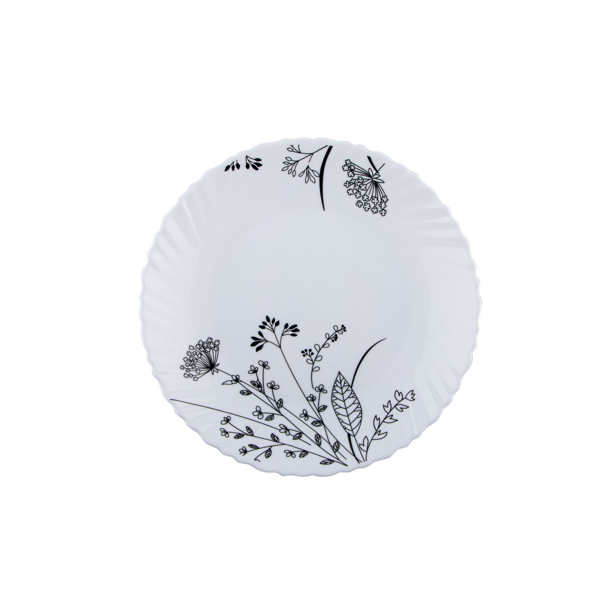 Тарелка обеденная V-220BW Черно-белое соцветие Wave Vittora 220 мм