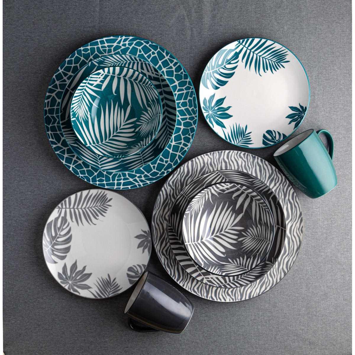 Тарілка обідня VT-P-1260G Сірі листя Vittora 260 мм