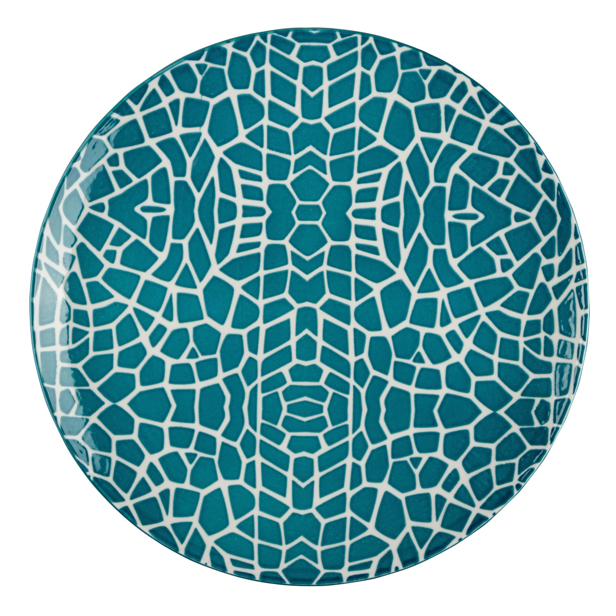 Тарілка обідня VT-P-1260Т Бірюзові листя Vittora 260 мм
