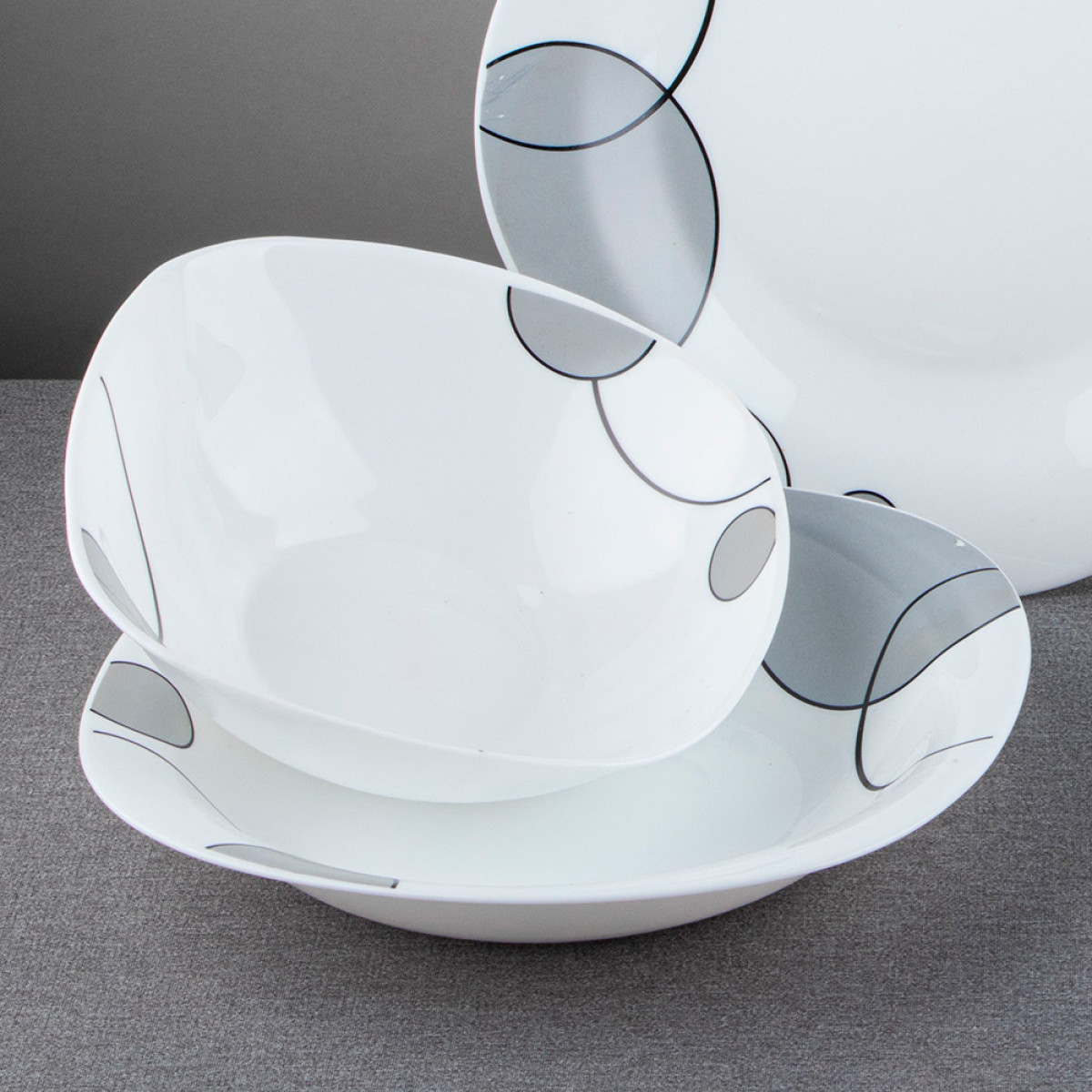 Тарілка супова V-230Sgb Сірі бульбашки square Vittora 230 мм