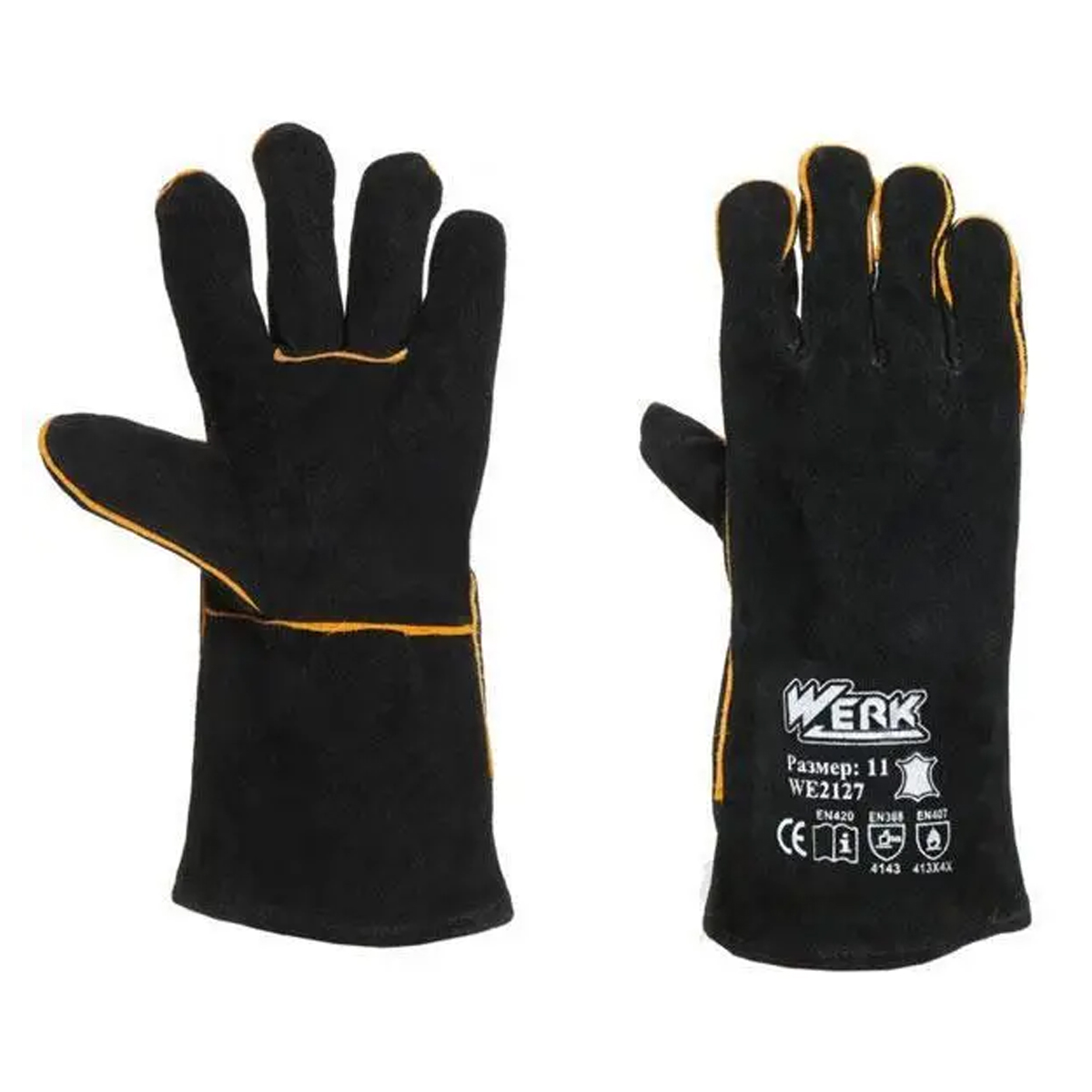 Werk WE2127 Перчатки замшевые (краги) черные