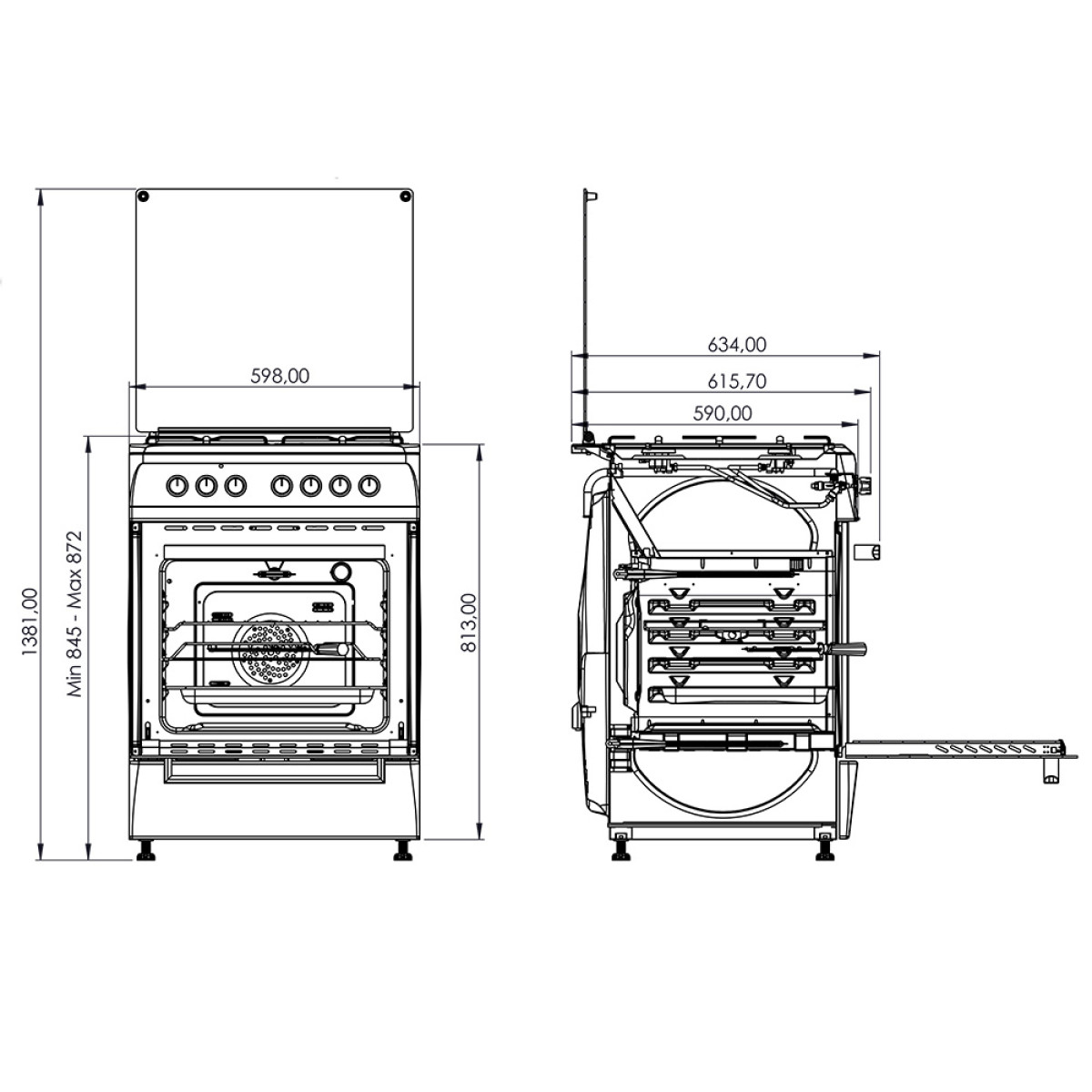 Плита газоелектрична коричнева Grunhelm AG6612BR-0