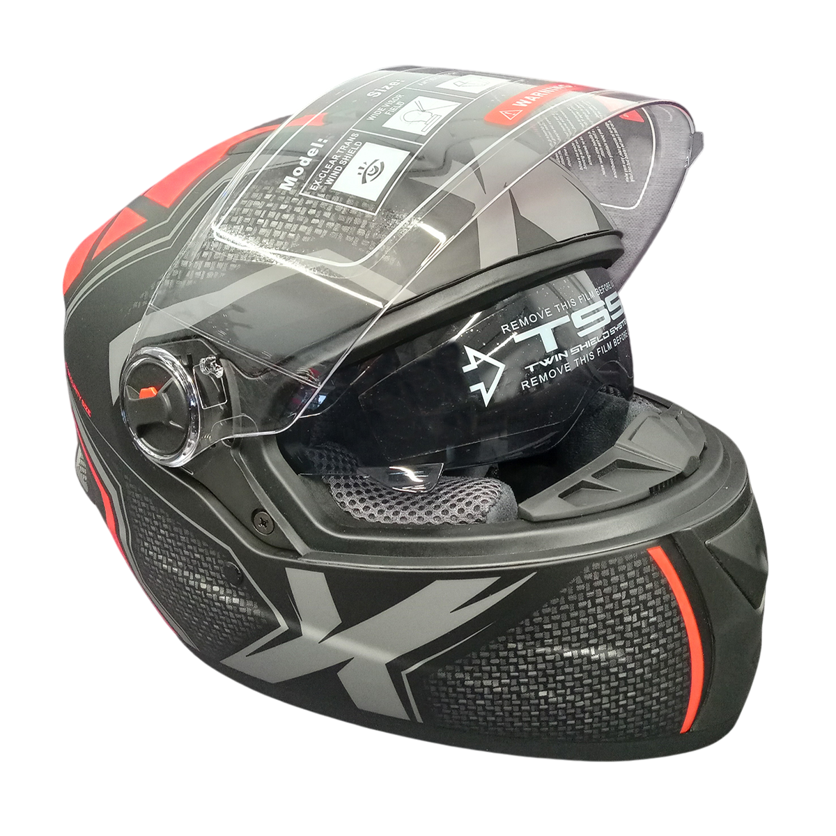 Мотошолом чорно-червоний FORTE M61D, розмір M