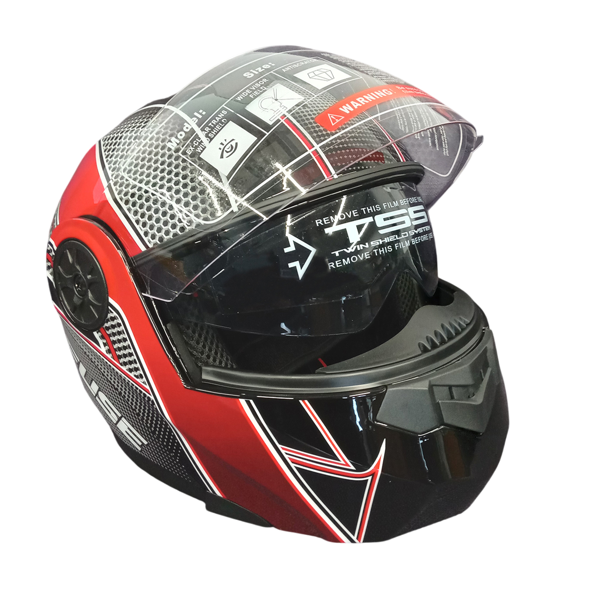 Мотошолом чорно-червоний FORTE BLD-159, розмір M