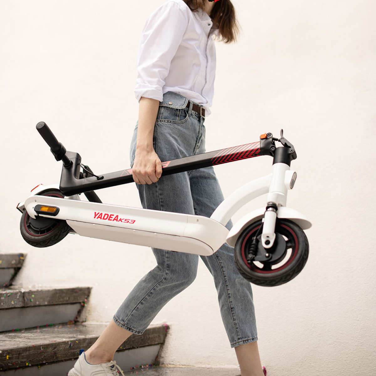 Самокат акумуляторний YADEA KS3 біло-чорно-червоний, 500Вт