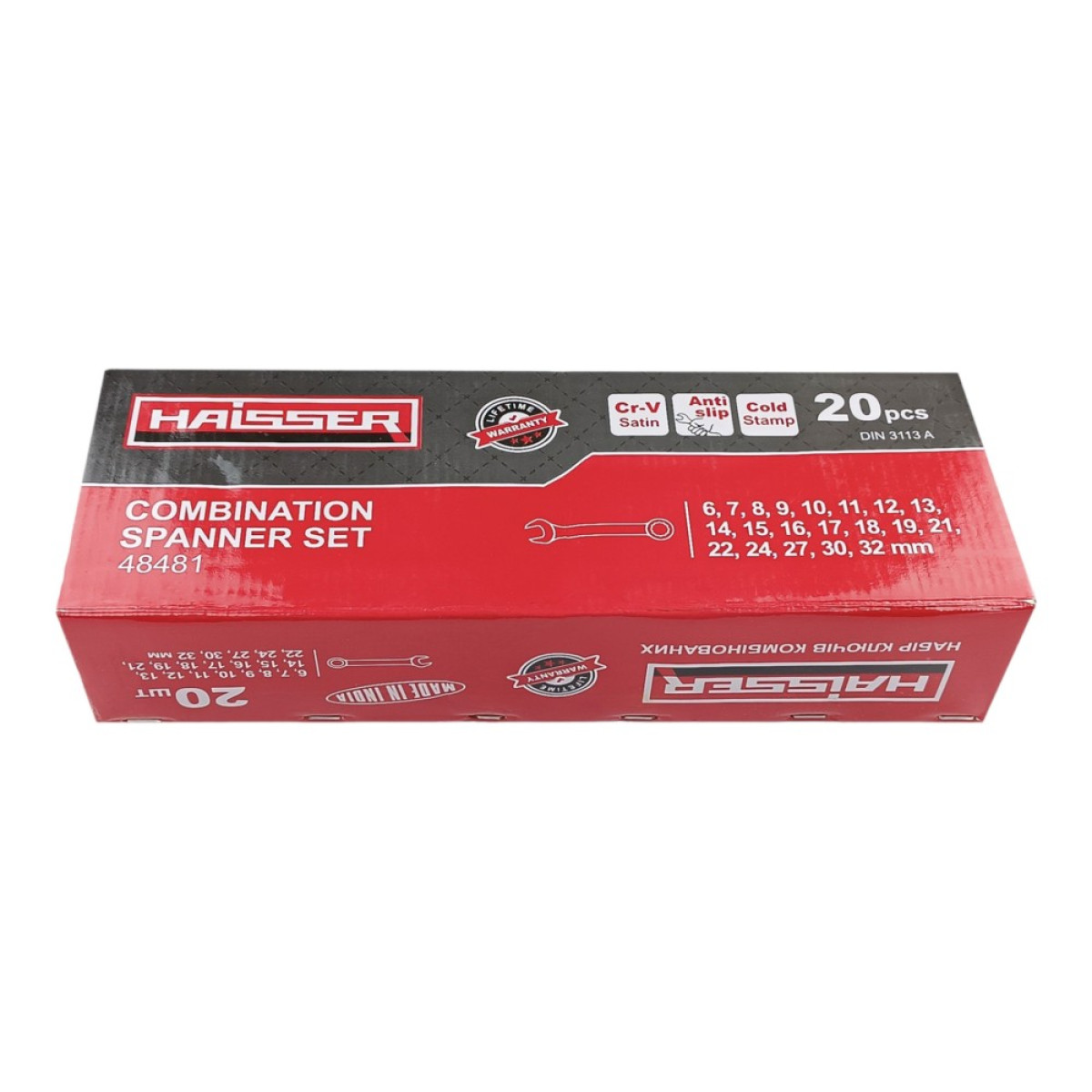 Набір ключів комбінованих COLD STAMPED CRV із 20 од. SATINE, Haisser 48481