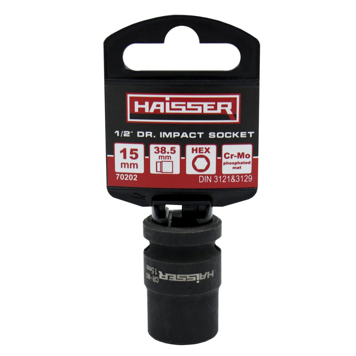 Головка ударна шестигранна 1/2" 15x38.5мм Haisser 70202