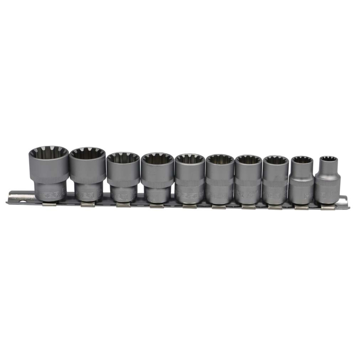Набор универсальных головок SPLINE 3/8" 10 ед. CR-V SATINE Haisser 70191