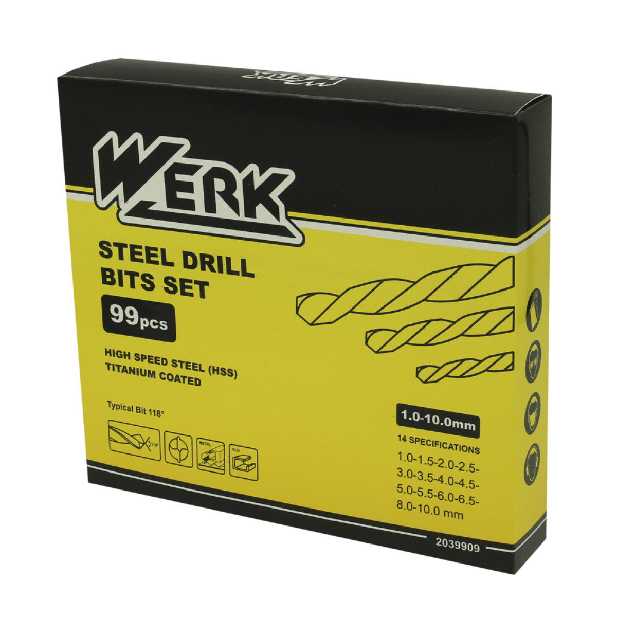 Набор сверл по металлу Werk, 99 шт.