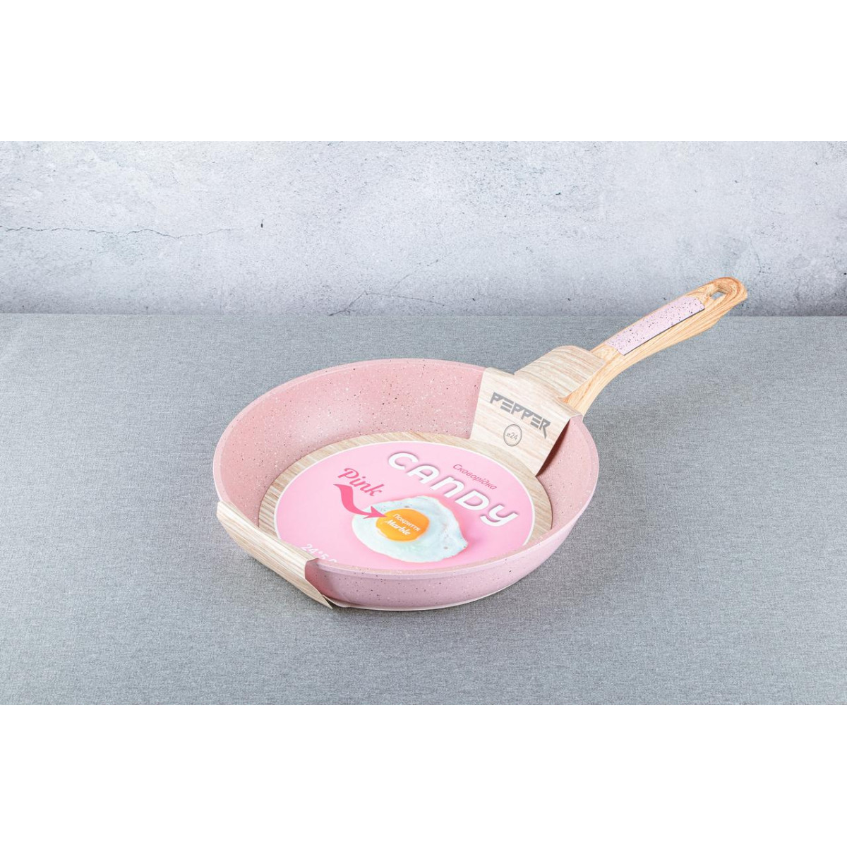 Сковорідка PR-2112-26 "CANDY" PINK (дерев. ручка) 26x5,0 cм, PEPPER