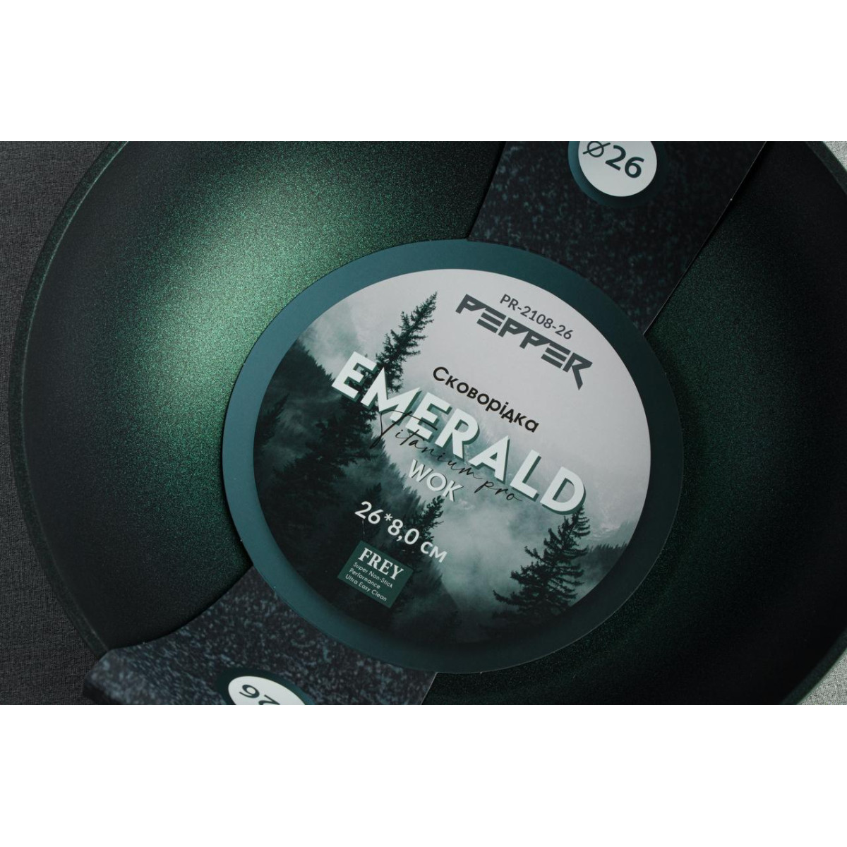 Сковородка PR-2108-30 "EMERALD" WOK 30x9,0 cм TITANIUM PRO, PEPPER